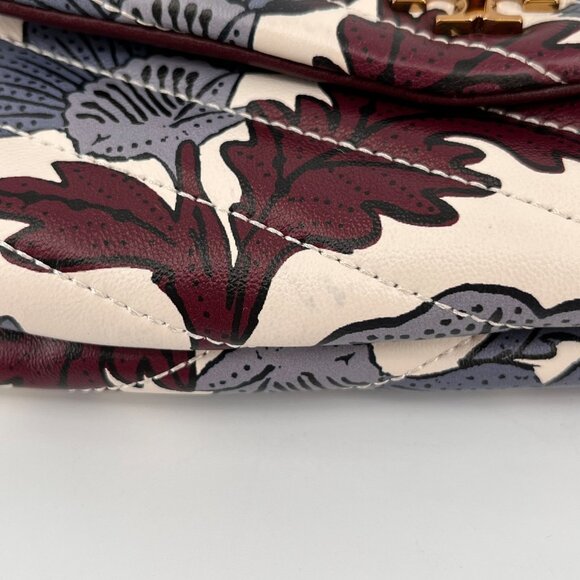 Tory Burch Kira Chevron Chain Wallet Floral Print Leather Crossbody Bag Small - Picture 8 of 16